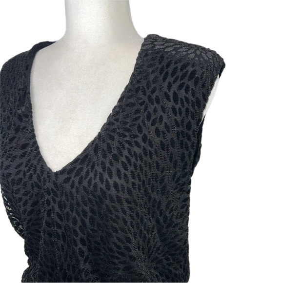 Ramy Brook Regina Velvet Animal Print Bodysuit Shoulder Pads V Neck $275 S - Picture 3 of 13